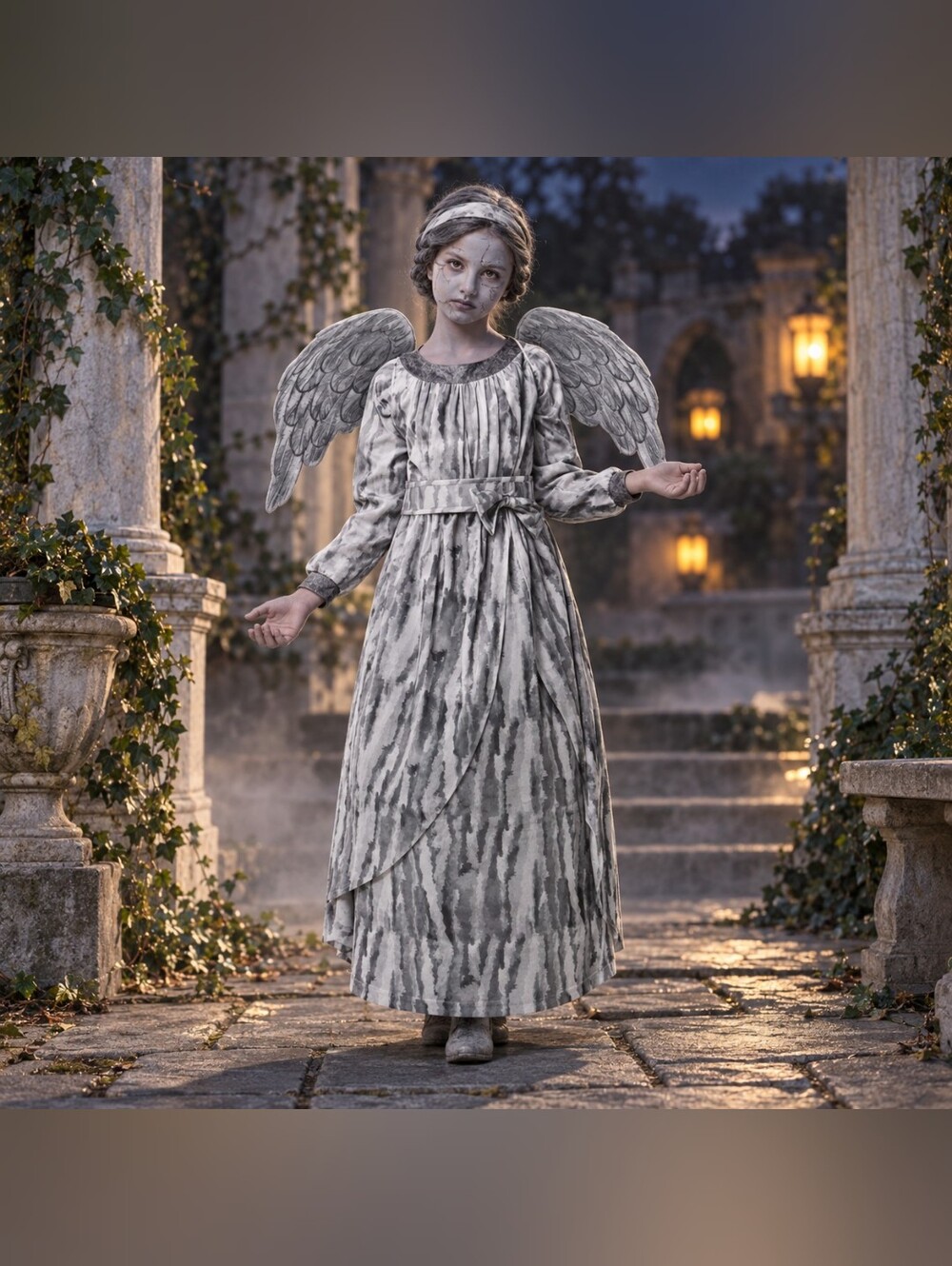 Spooktacular Creations Girls Statue Angel Costume Size L 10–12 Complete Set